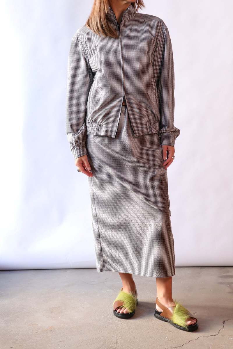 Tibi Tech Gingham Slip Skirt