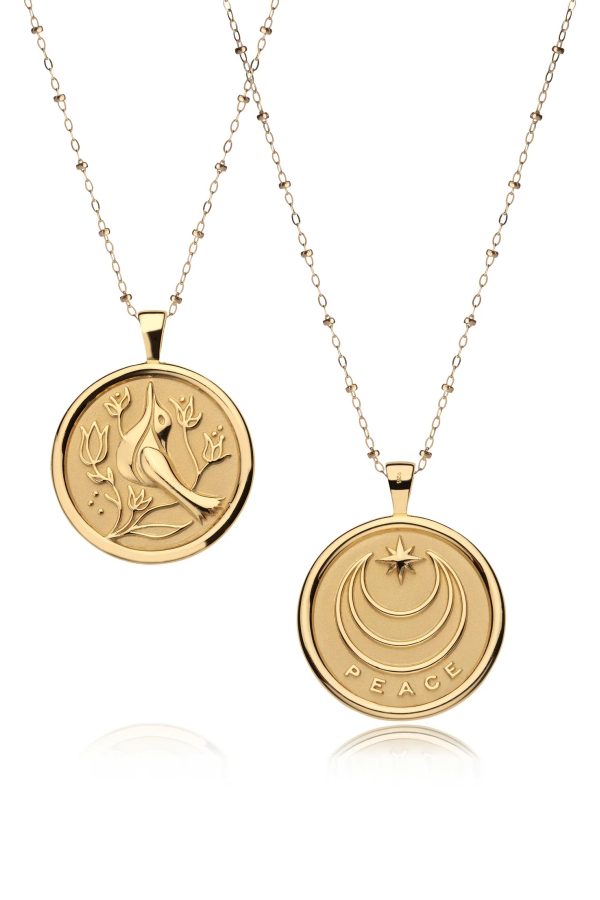 Lillie Alexander Boutique Jane Win PEACE Original Pendant Coin - Gold