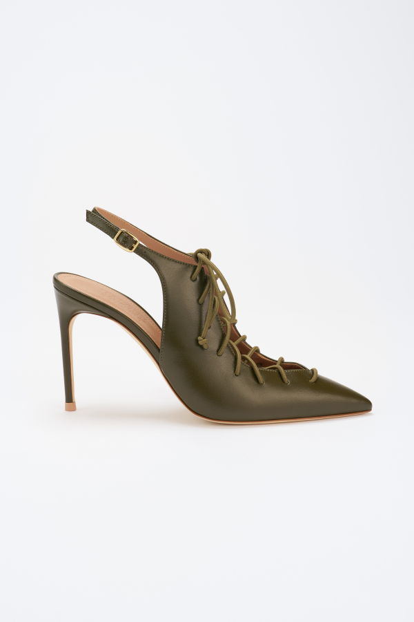 Malone Souliers Alia Slingback Heels - Olive