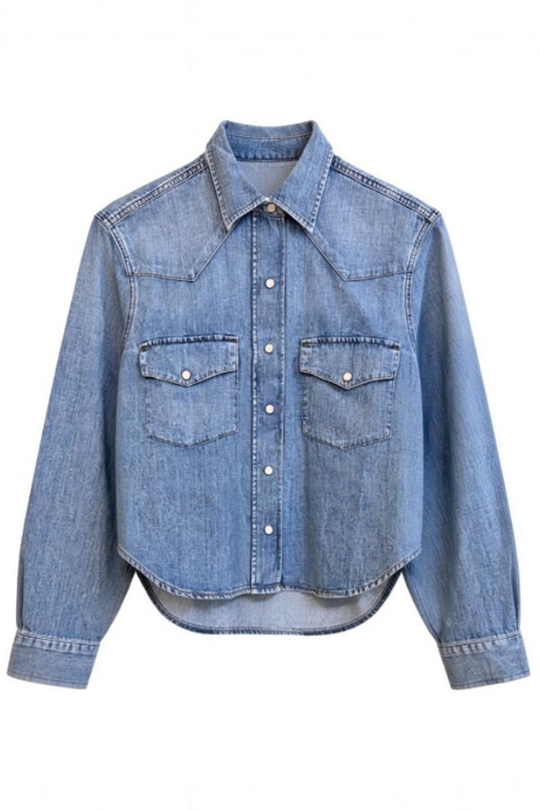 Citizens of Humanity Cropped Western Shirt - Carolina Blue