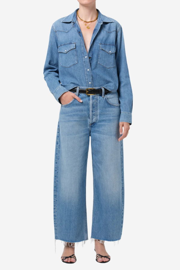 Citizens of Humanity Cropped Western Shirt - Carolina Blue