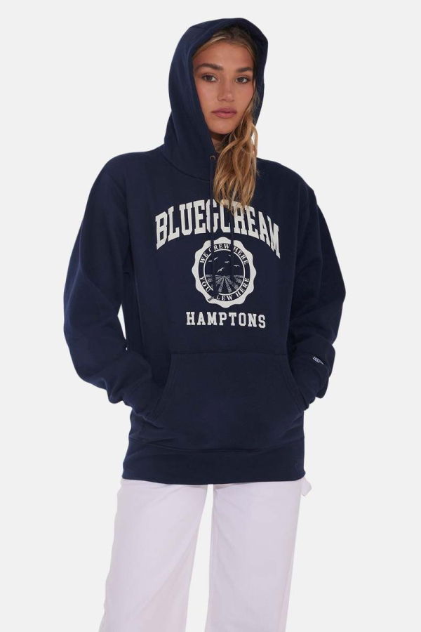 Blue&Cream Hamptons We Grew Here Hoodie - Navy