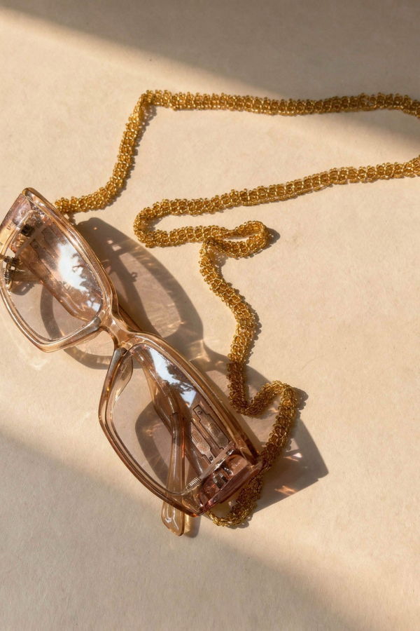 IKKIVI Golden Beaded Sunglass Chain - Yellow