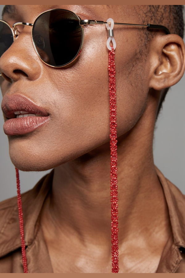 IKKIVI Red Beaded Sunglass Chain - Red