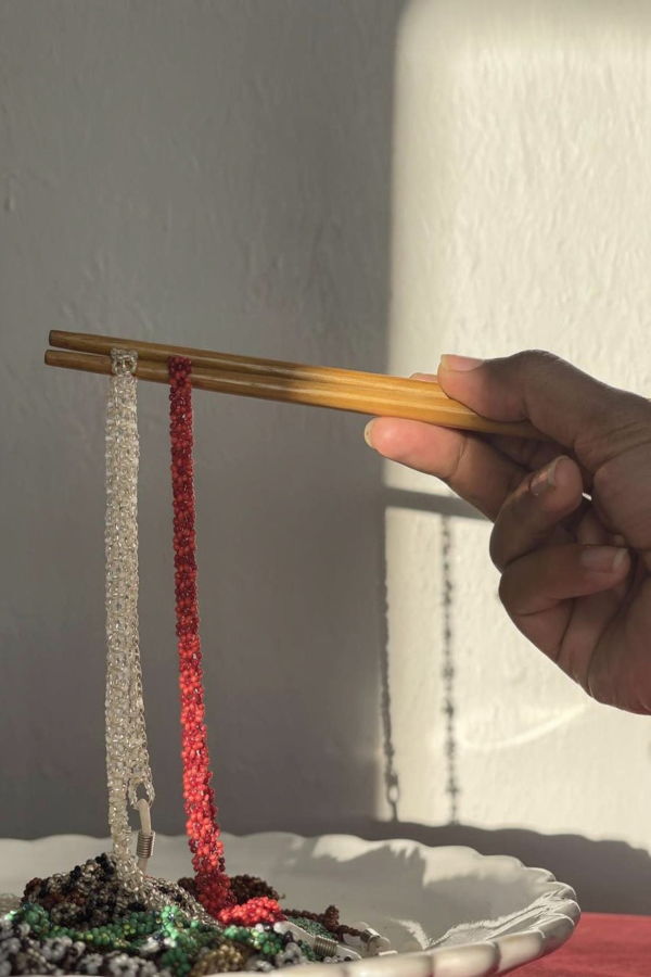 IKKIVI Red Beaded Sunglass Chain - Red