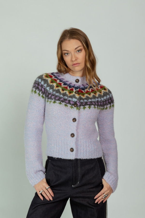 Smythe Fair Isle Cardigan - Lilac