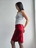 Vintage Giorgio Armani Silk Satin Ruched Skirt - Berry Red - Thumbnail 1