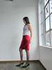 Vintage Giorgio Armani Silk Satin Ruched Skirt - Berry Red - Thumbnail 4