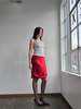 Vintage Giorgio Armani Silk Satin Ruched Skirt - Berry Red - Thumbnail 7