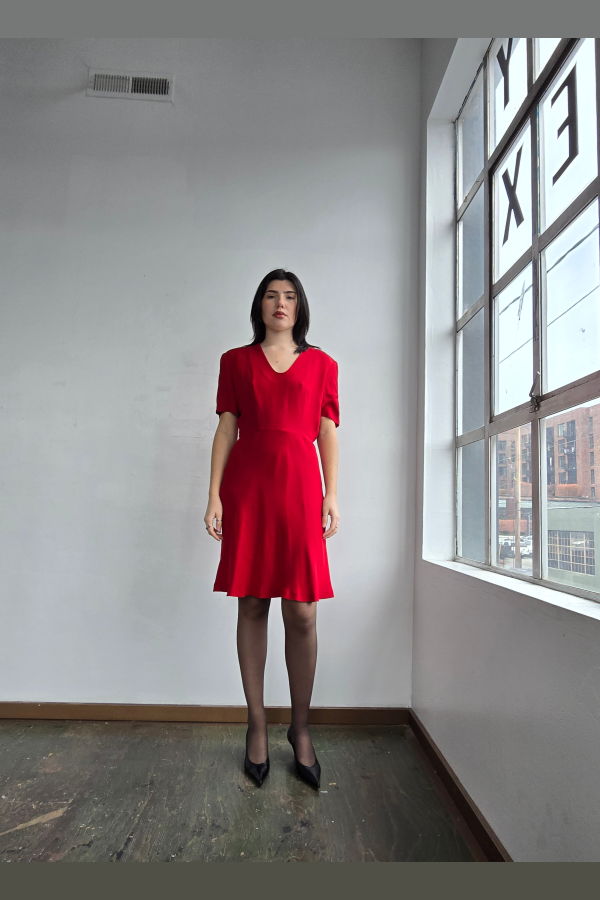 Vintage Giorgio Armani Silk Bias Cut Dress - Red