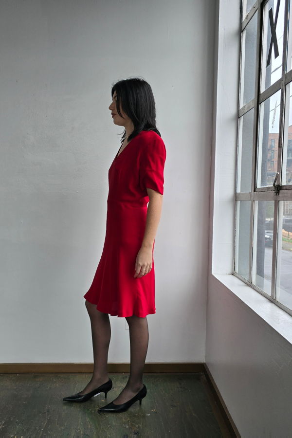 Vintage Giorgio Armani Silk Bias Cut Dress - Red
