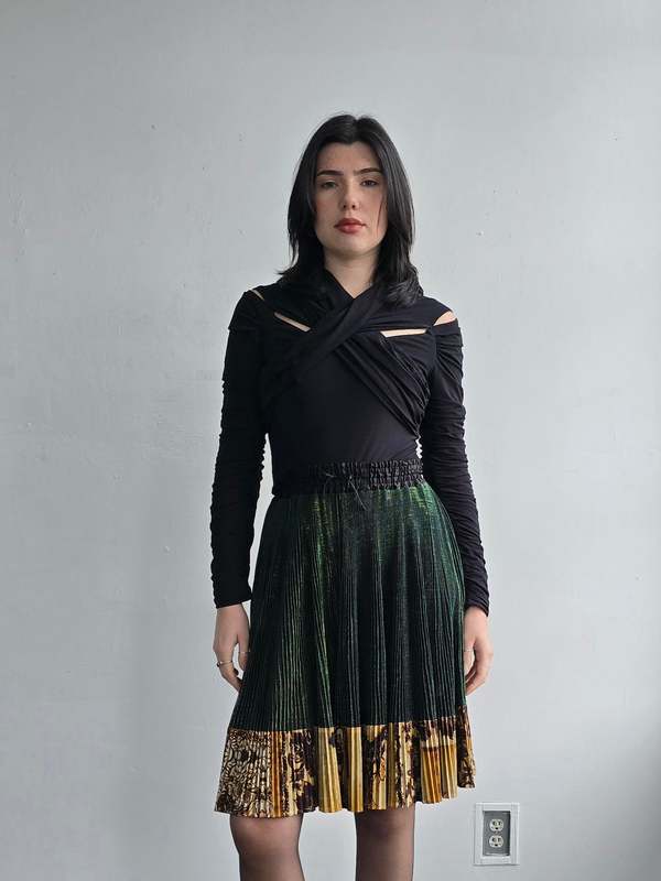 Vintage Jean Paul Gaultier Femme Metallic Pleated Skirt