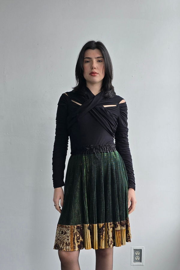 Vintage Jean Paul Gaultier Femme Metallic Pleated Skirt