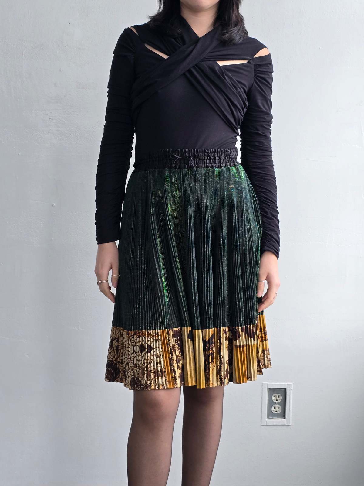 Vintage Jean Paul Gaultier Femme Metallic Pleated Skirt - Image 2 of 7
