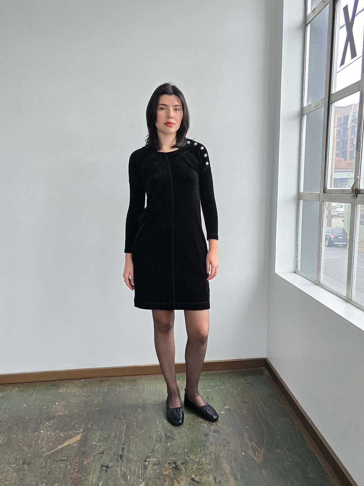 Vintage Sonia Rykiel Velvet Easy Dress - Black - Image 1 of 6