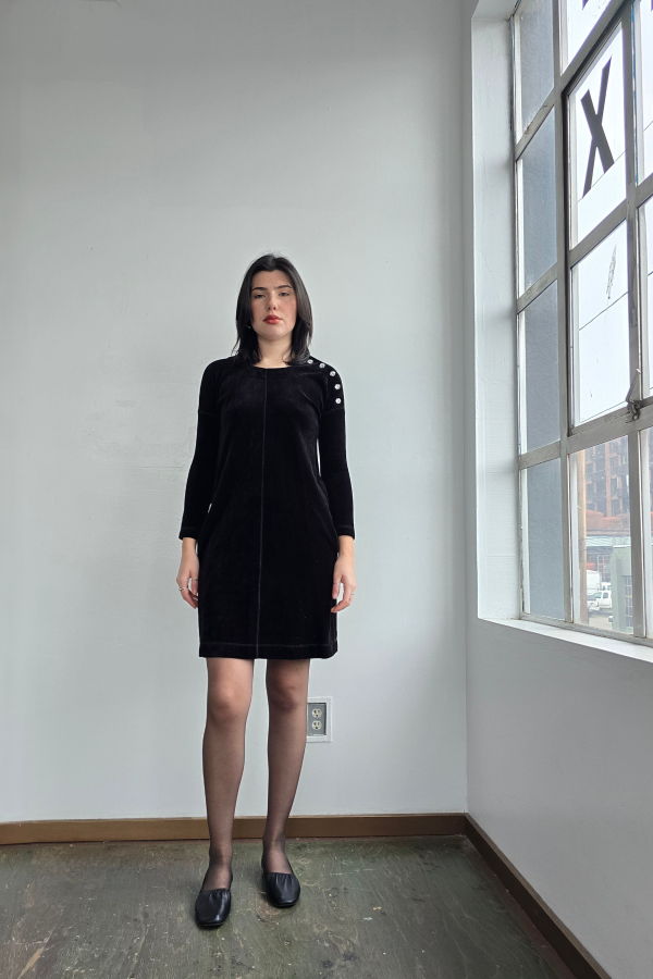 Vintage Sonia Rykiel Velvet Easy Dress - Black