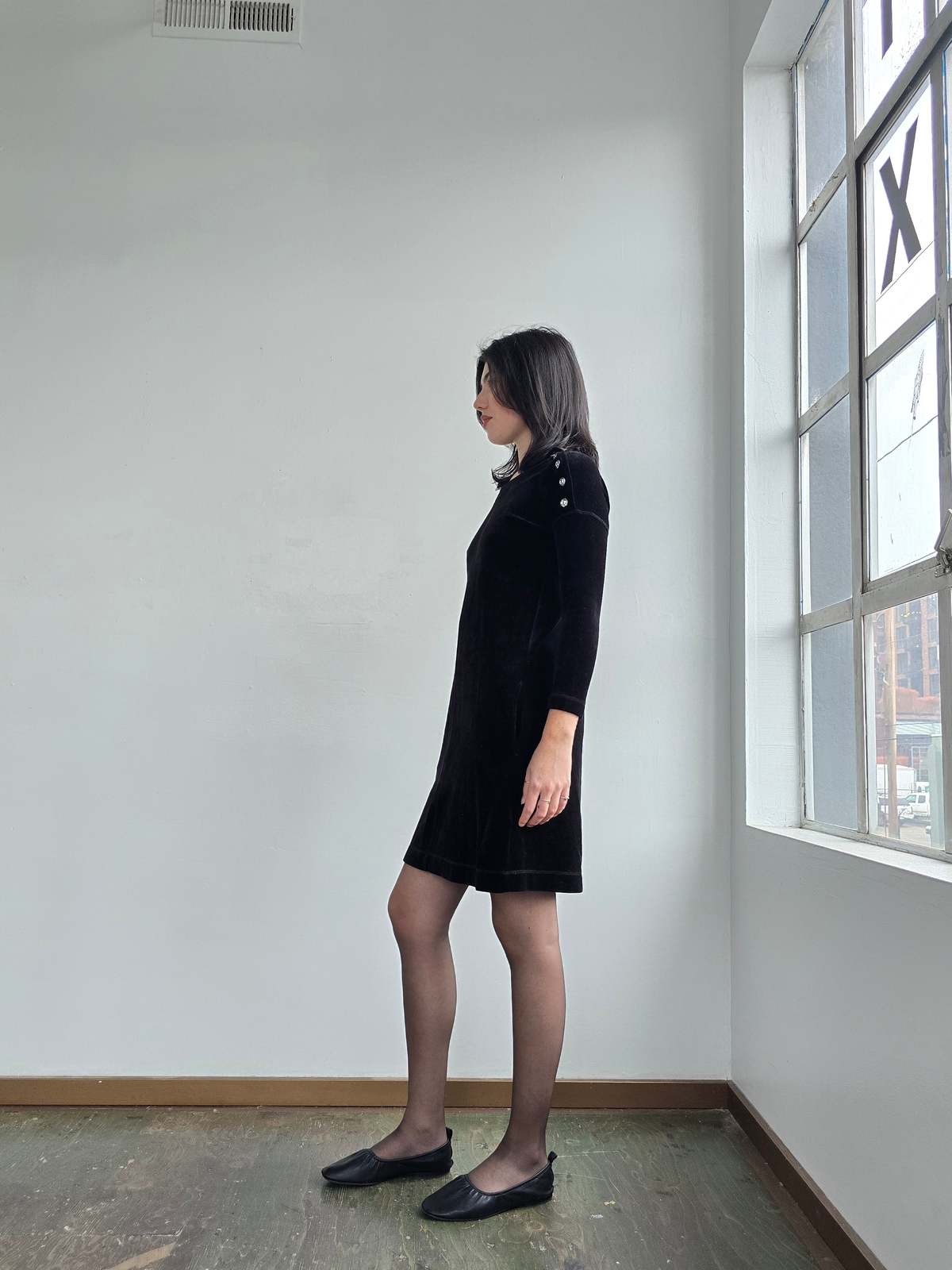 Vintage Sonia Rykiel Velvet Easy Dress - Black - Image 3 of 6