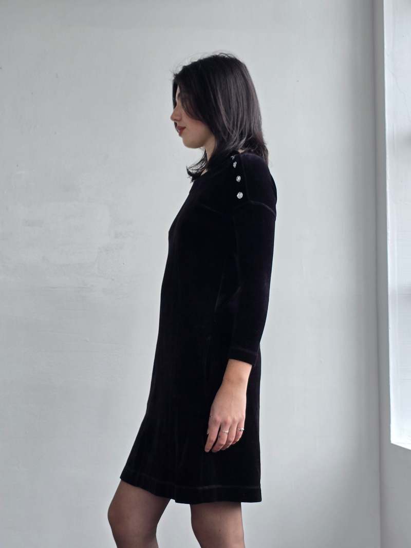 Vintage Sonia Rykiel Velvet Easy Dress - Black