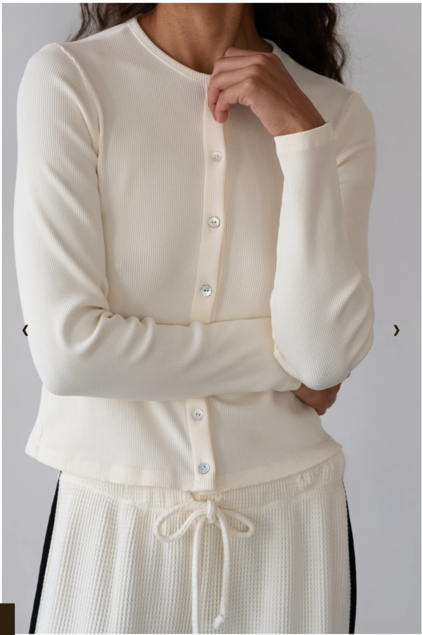 Donni. The Sweater Rib Cardi Cardigan - Creme