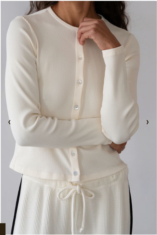 Donni. The Sweater Rib Cardi Cardigan - Creme