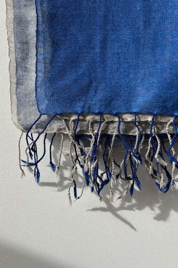 Two Blue & Grey Handwoven Scarf