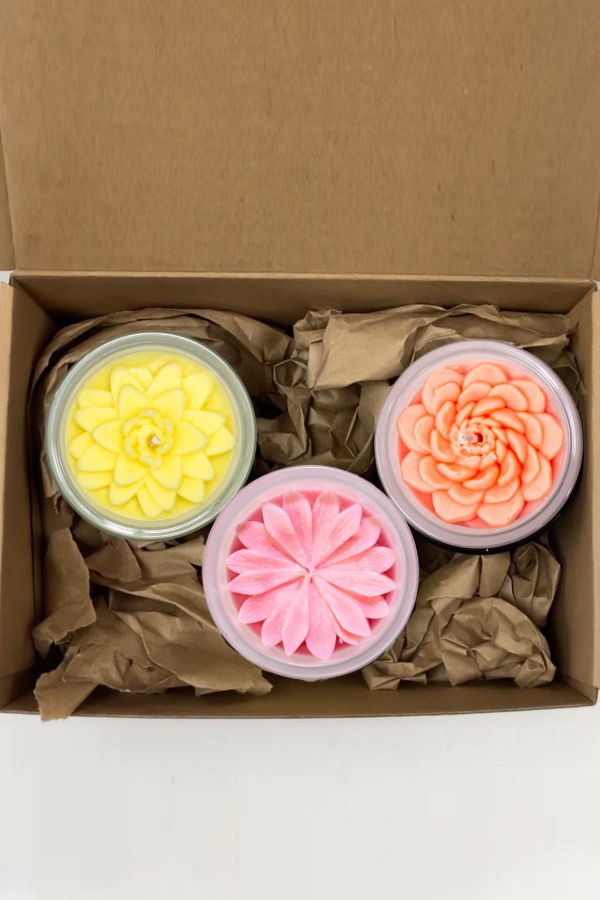 Multifaceted Artisan Candles Bestseller Bundle Original Flower Candle Set
