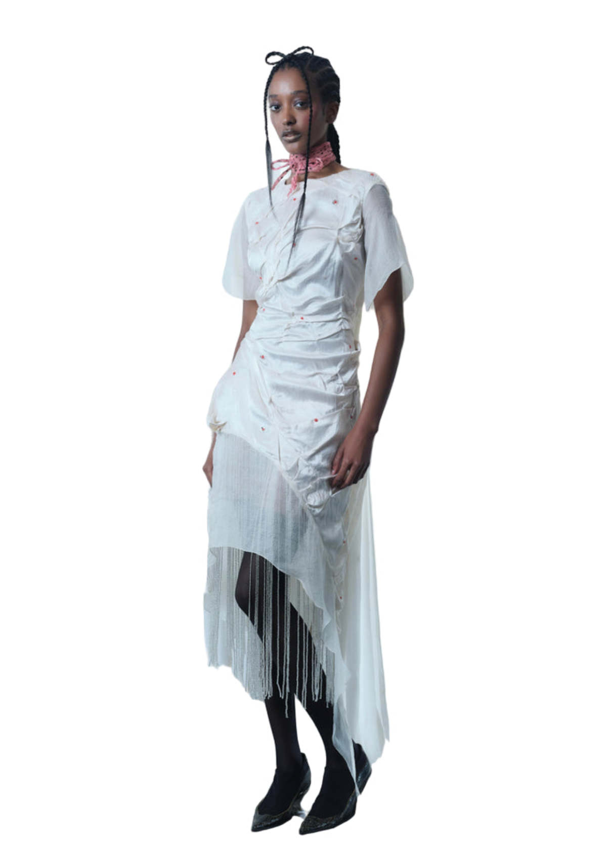 TIGRA TIGRA Irregular Pluck Dress - White - Image 1 of 3