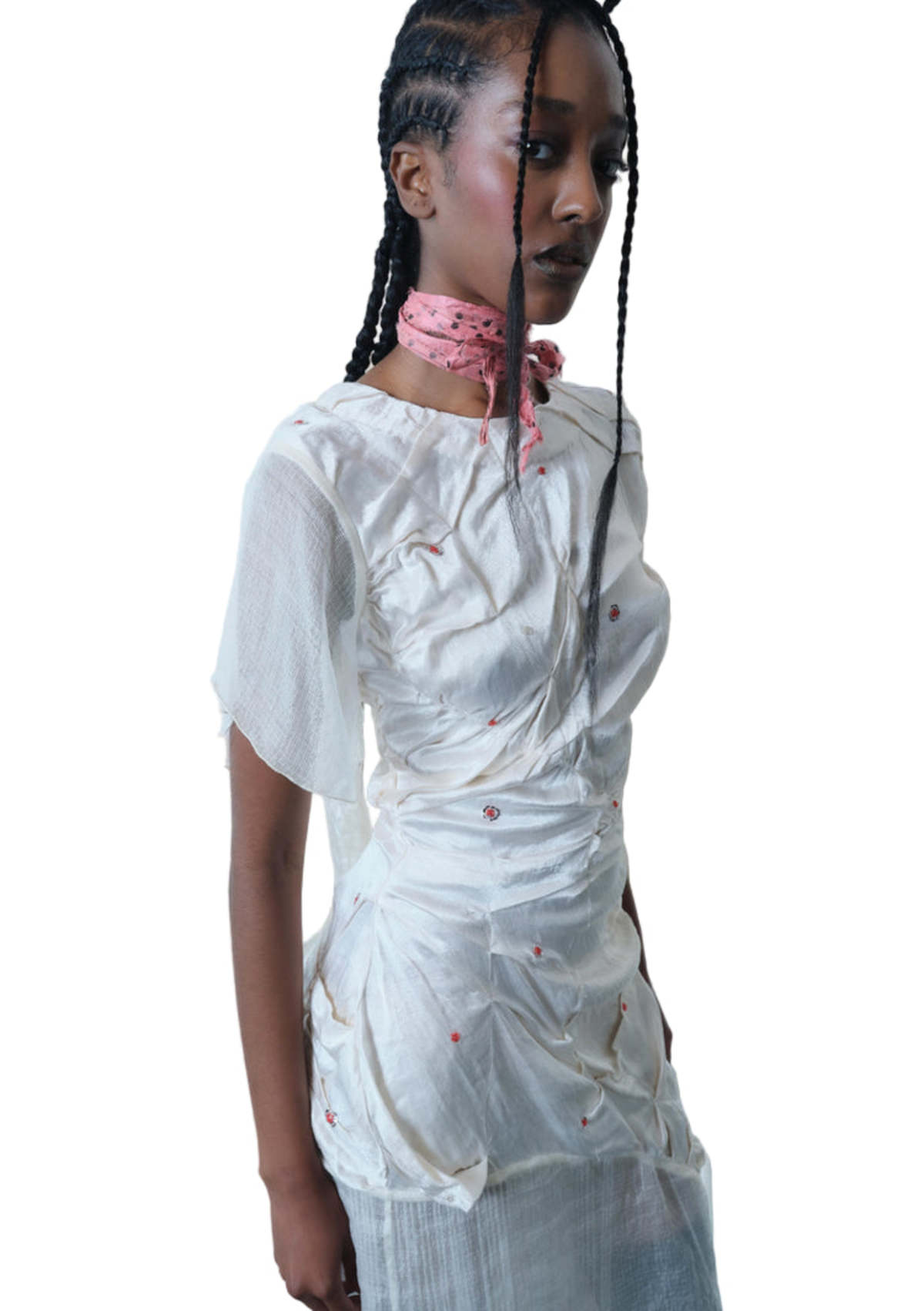 TIGRA TIGRA Irregular Pluck Dress - White - Image 2 of 3