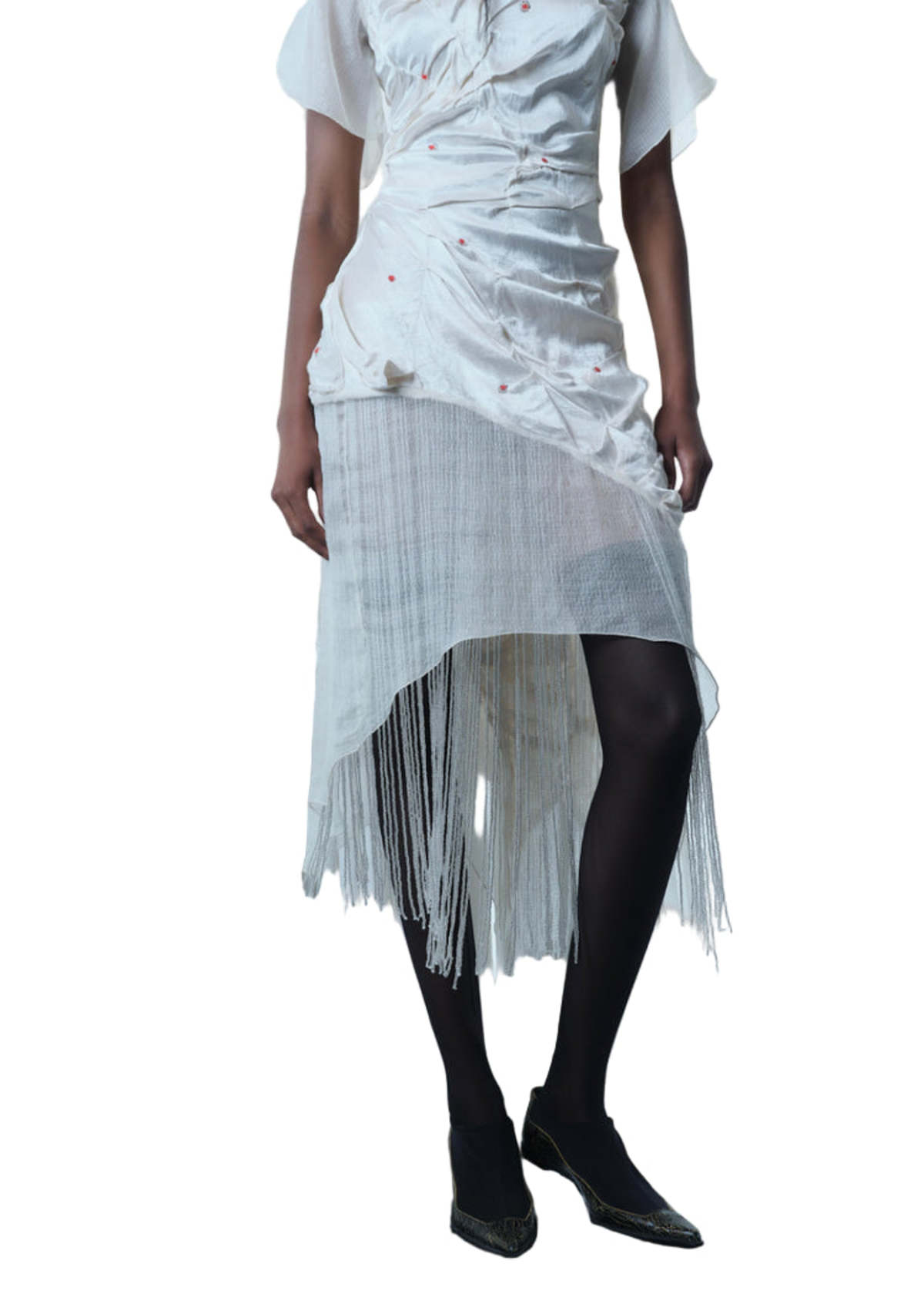 TIGRA TIGRA Irregular Pluck Dress - White - Image 3 of 3