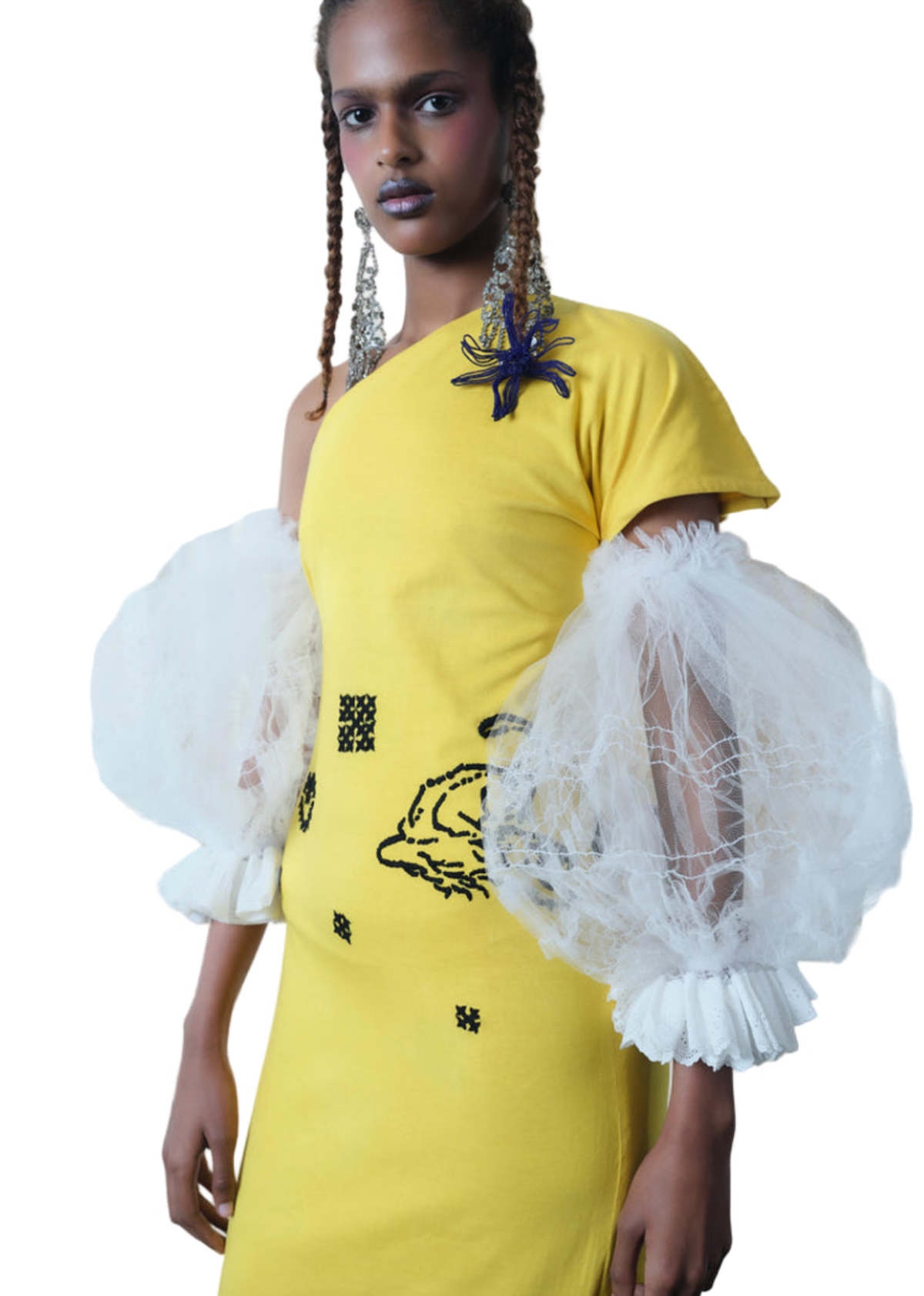 TIGRA TIGRA T-Shirt Dress with Tiger/Rabari Embroidery - Yellow/Black - Image 2 of 3