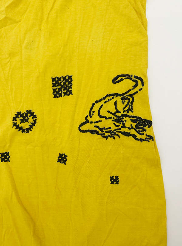 TIGRA TIGRA T-Shirt Dress with Tiger/Rabari Embroidery - Yellow/Black