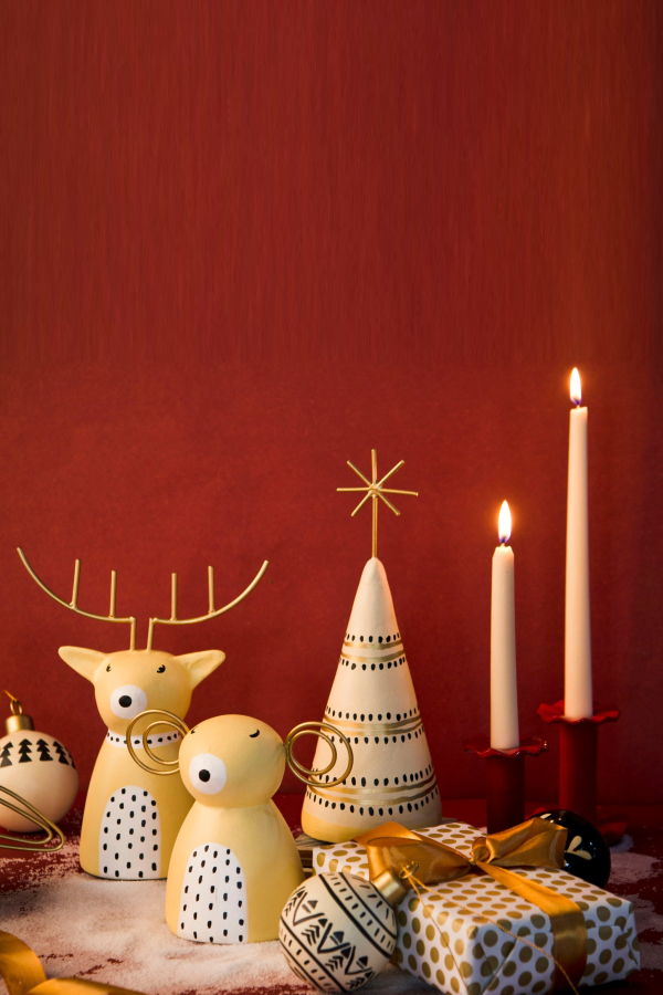 Mela Artisans Golden Antler Reindeer Figurine