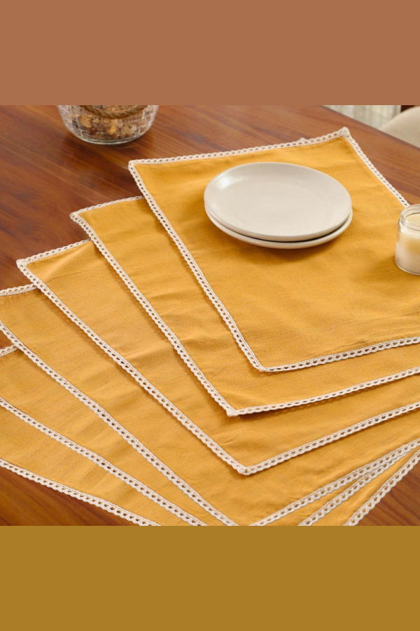 Mela Artisans Cotton Crochet Placemats (Set of 6, 12" x 18")