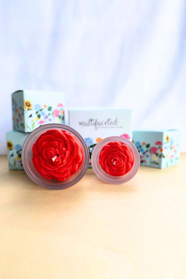 Multifaceted Artisan Candles Rose Flower Candle