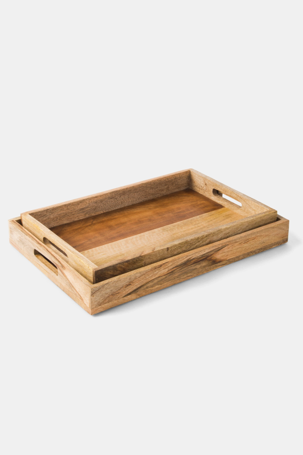 Mela Artisans Rustic Elegance Two-Tone Serving Tray Set