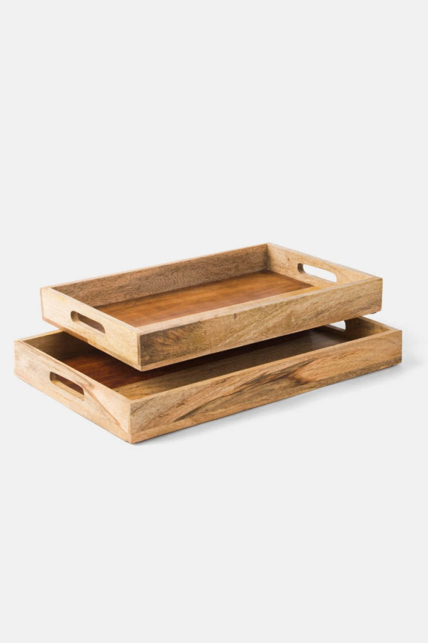 Mela Artisans Rustic Elegance Two-Tone Serving Tray Set