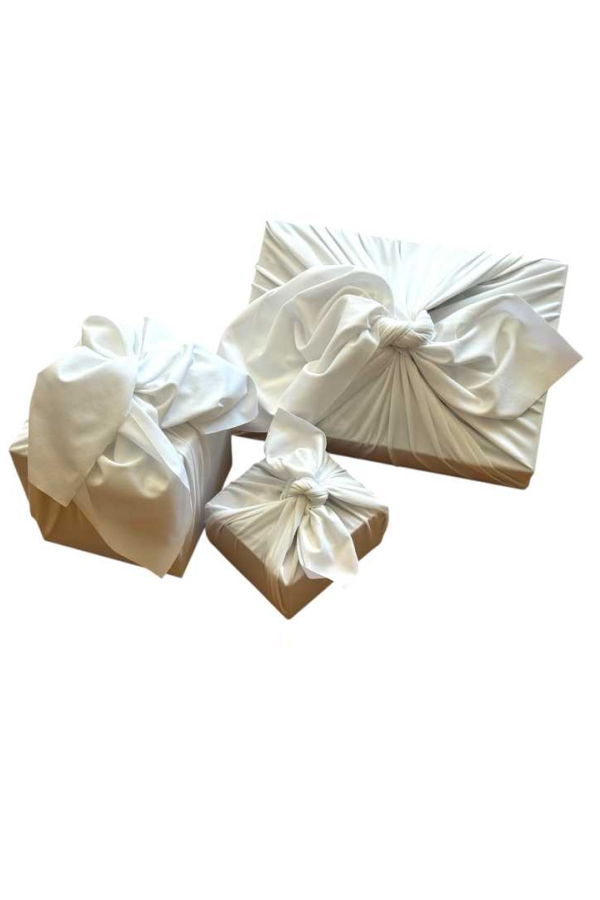 Shiki Wrap Set Of 3 (S, L, XL) Reusable Cloth Furoshiki Gift Wrap - White