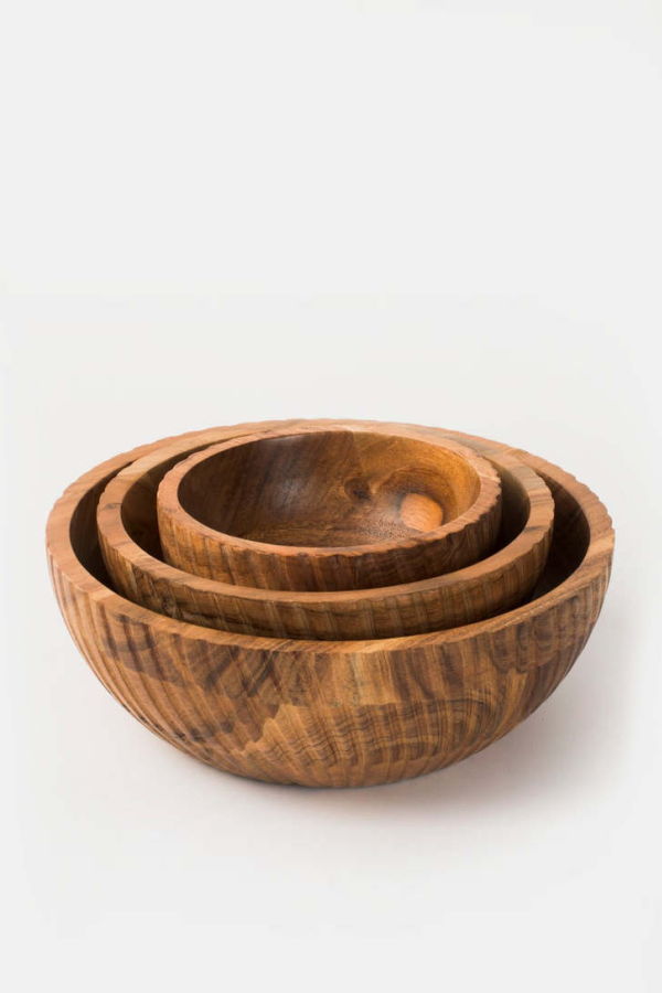 Mela Artisans Stria Acacia Wood Bowls