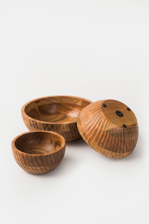 Mela Artisans Stria Acacia Wood Bowls
