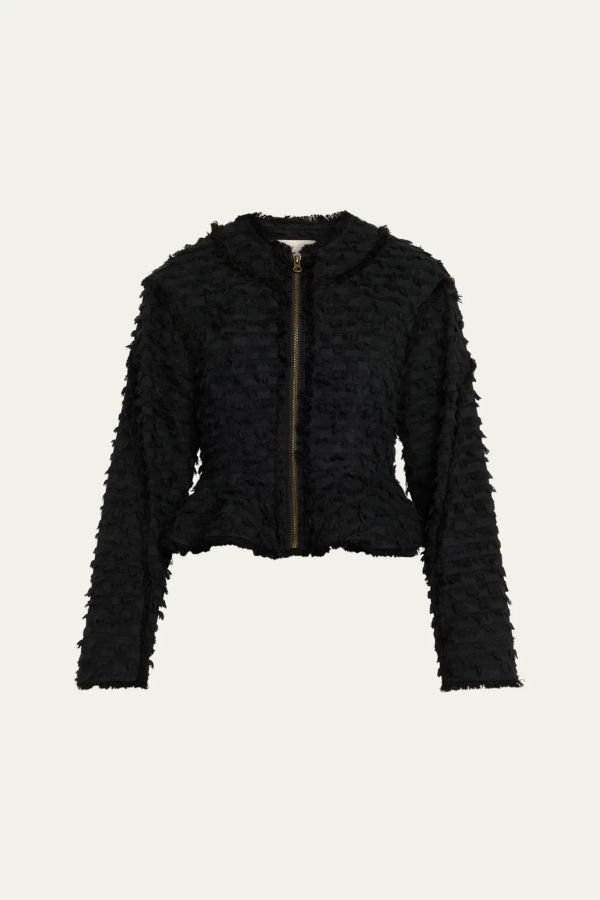 Ulla Johnson Rosalind Textured Peplum Jacket - Noir