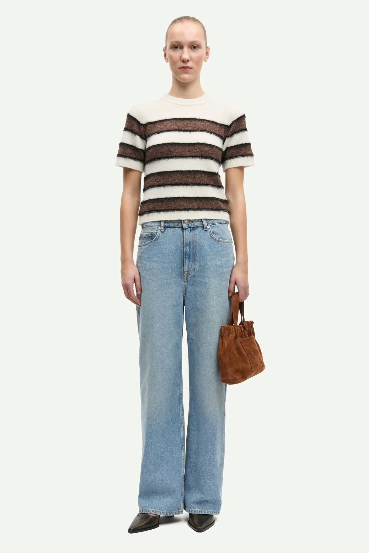 Samsøe Samsøe Sacian T-Shirt - Black/Coffee Stripe - Image 5 of 8