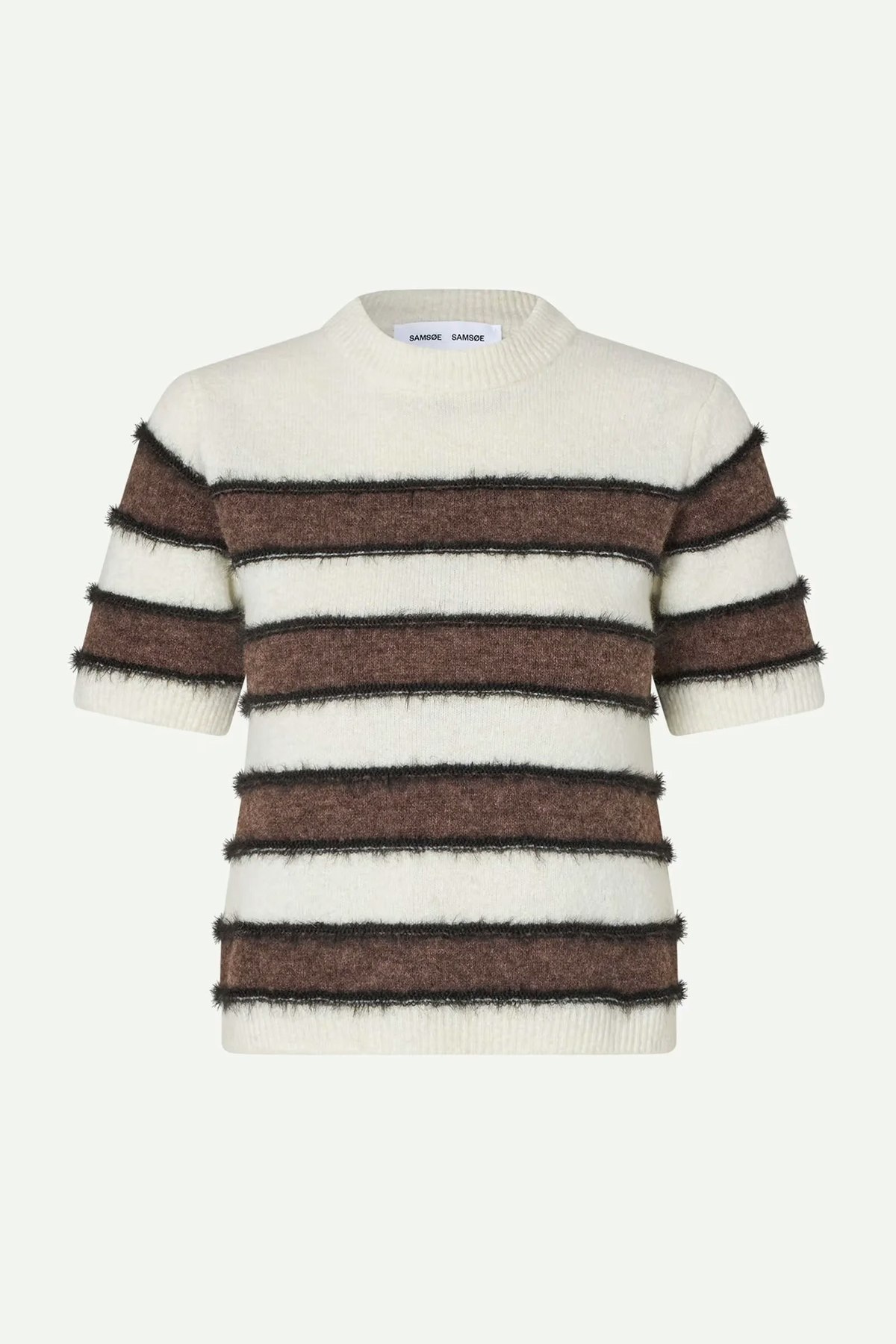 Samsøe Samsøe Sacian T-Shirt - Black/Coffee Stripe - Image 7 of 8