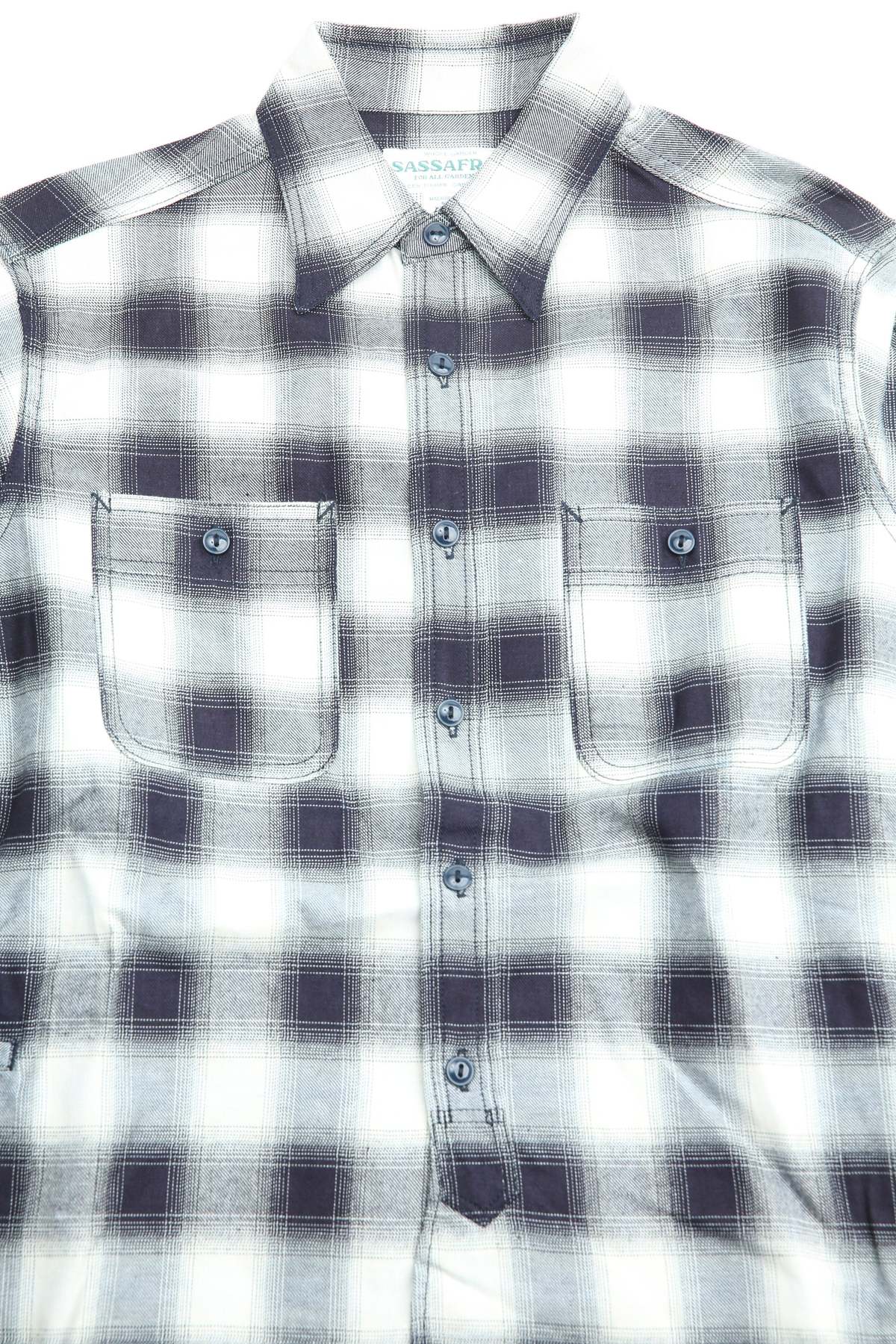 Sassafras Gardening At Night Indigo Ombre Check Shirt - Image 2 of 8