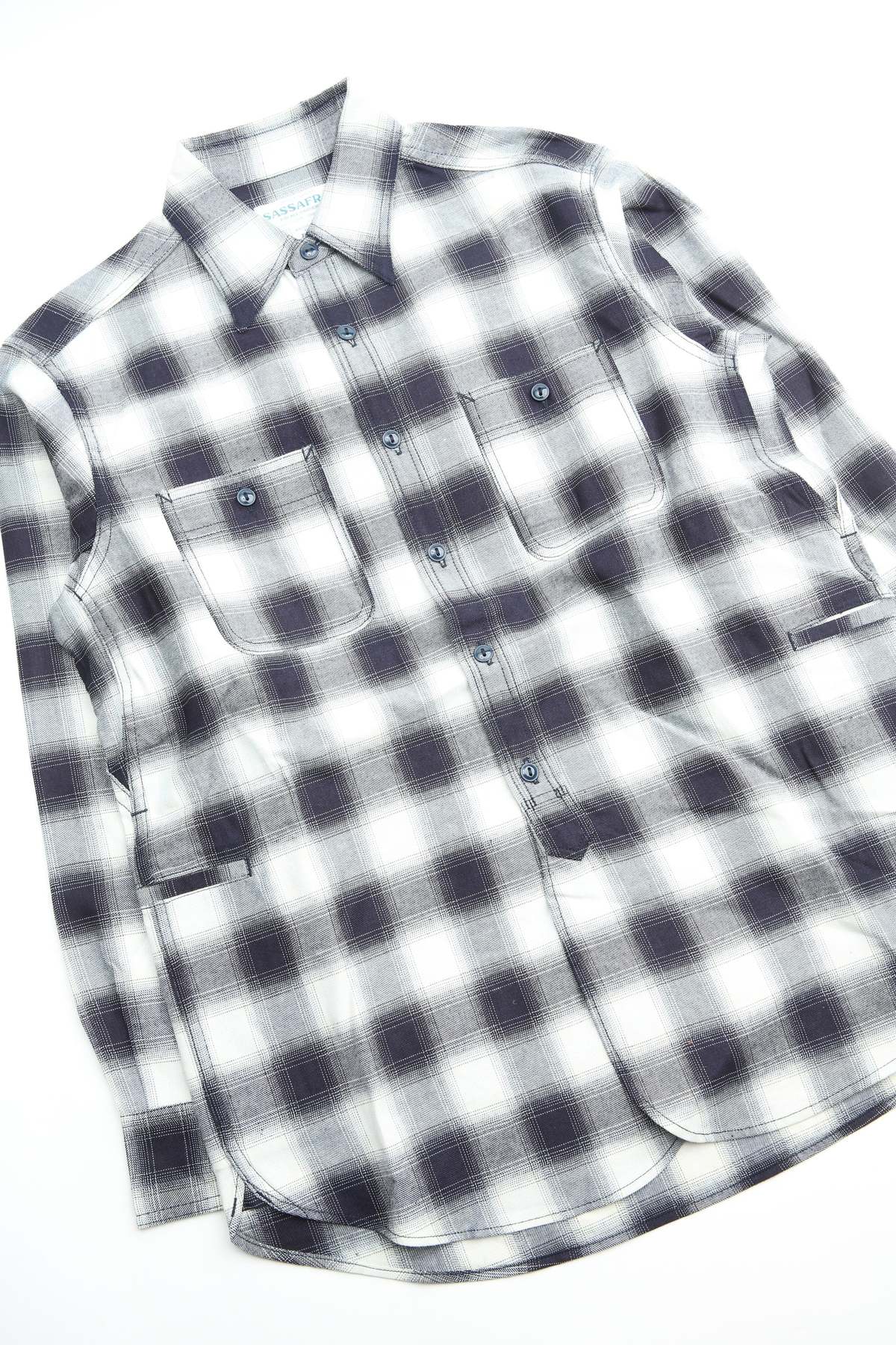 Sassafras Gardening At Night Indigo Ombre Check Shirt - Image 5 of 8