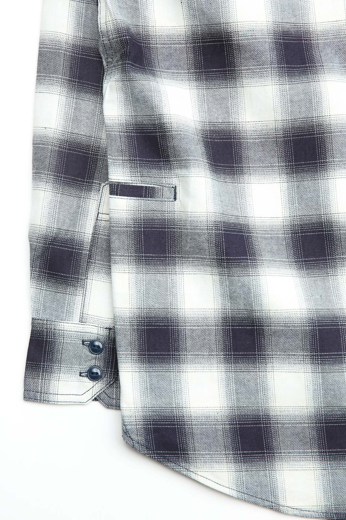 Sassafras Gardening At Night Indigo Ombre Check Shirt - Image 8 of 8