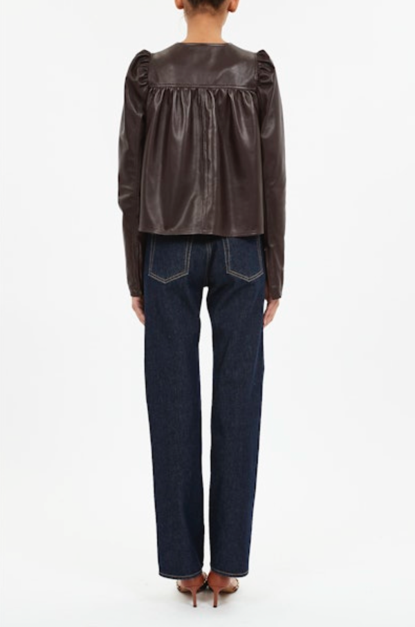 Ulla Johnson Anouk Zip Up Leather Jacket - Mahogany