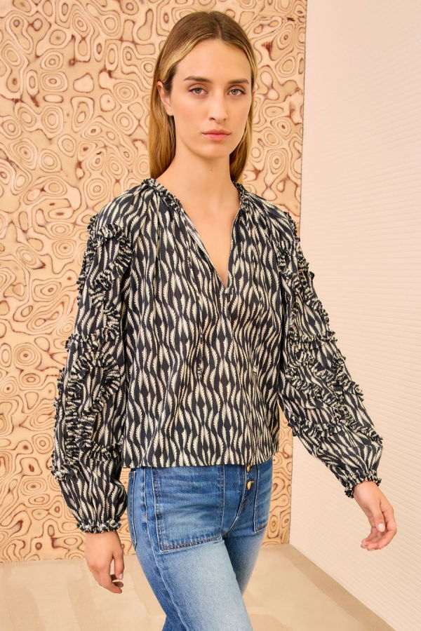 Ulla Johnson Azrou Long Sleeve Blouse - Graphite