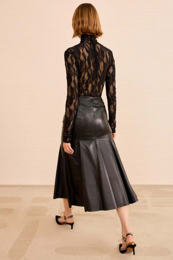 Ulla Johnson Noemi Fit And Flare Leather Skirt - Black