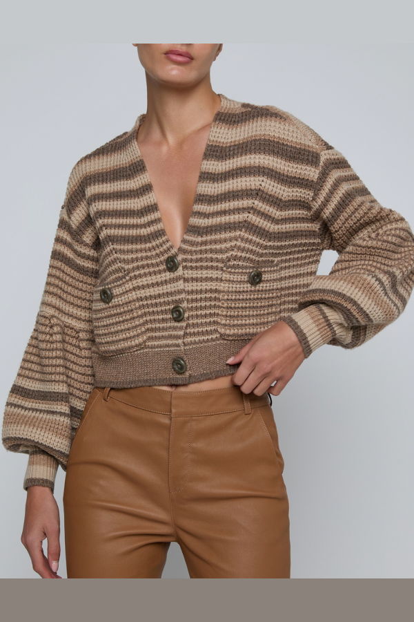 L'agence Christabel Stripe Cardigan - Biscuit Multi Stripe