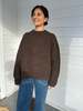 DAĒZA Zigzag Crewneck Sweater - Chocolate - Thumbnail 1